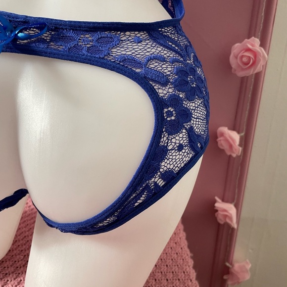 🍭 NEW - open crotch night blue lingerie body - bodysuit dentelle one piece sexy - Picture 5 of 5
